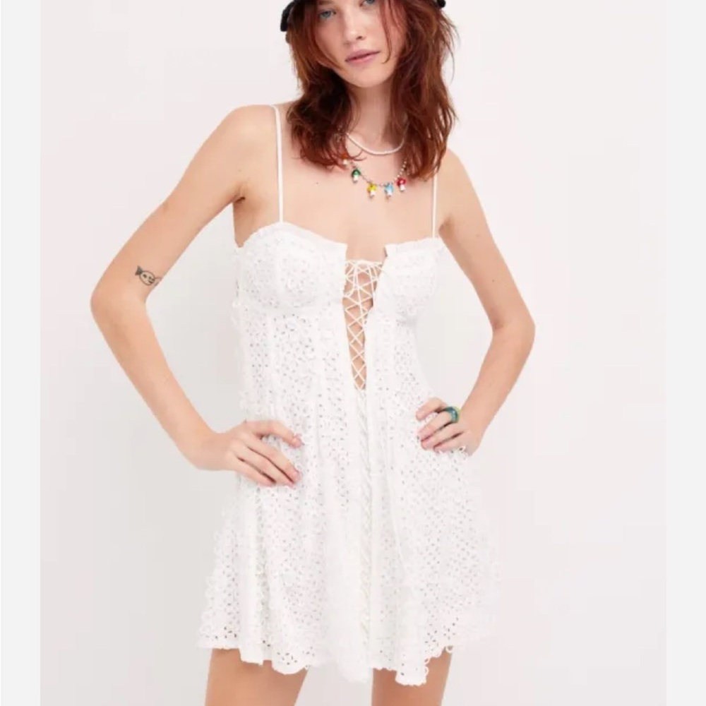 For Love And Lemons Cassie Corset Mini Dress in White